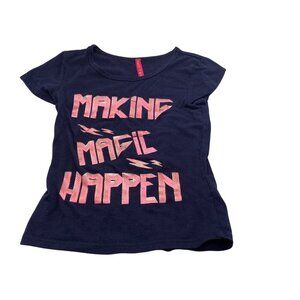 Cute 4 U Toddler Girls 4T Navy Graphic "Making‎ Magic Happen" Short Sleeve Shirt